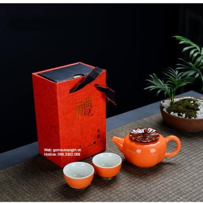 bộ ấm chén quả hồng cao cấp